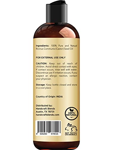 Handcraft Blends Jamaican Black Castor Oil for Hair Growth, Eyelashes and Eyebrows - 100% Pure