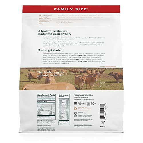 Natural Force Grass Fed Organic Whey Protein Powder – Non GMO Verified, Humane