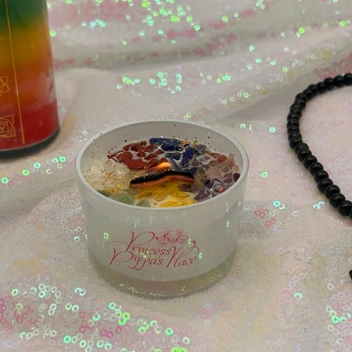 Princess Pippa's Place Healing Candles with Crystals Inside- Natural Soy Wax 7 Stones Crystal Candle Jar