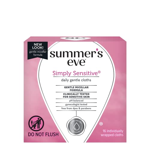 Summer's Eve Feminine Cleansing Cloths | Sensitive Skin | 16 Each | Pack of 2