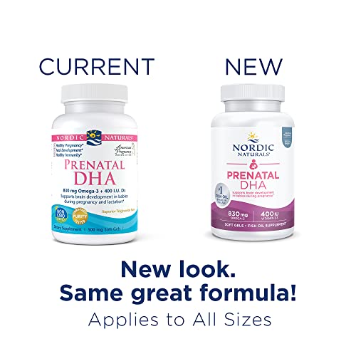 Nordic Naturals Prenatal DHA, Unflavored - 180 Soft Gels - 830 mg Omega-3 + 400 IU Vitamin D3