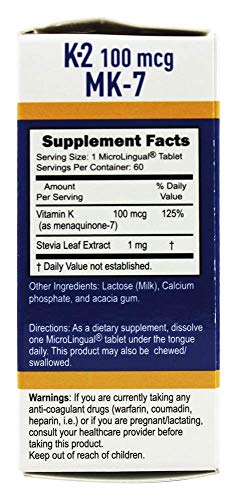 Superior Source Vitamin K2 MK-7 (Menaquinone-7), 100 mcg, Quick Dissolve MicroLignual