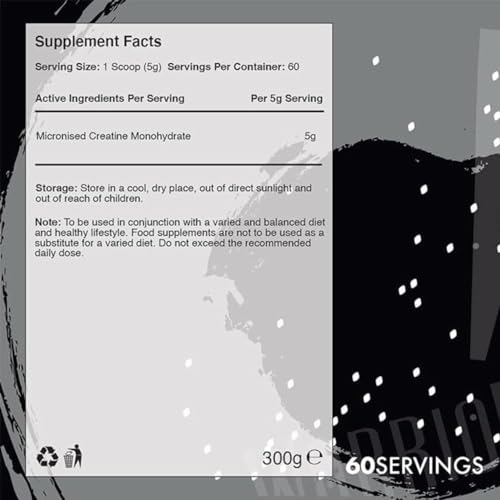 Warrior Creatine Monohydrate Powder – 300g – Micronised for Easy Mixing