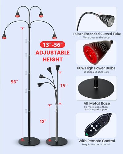 YMM Update Red Light Therapy for Body, All Metal Red Light Therapy Device with Stand, 660nm