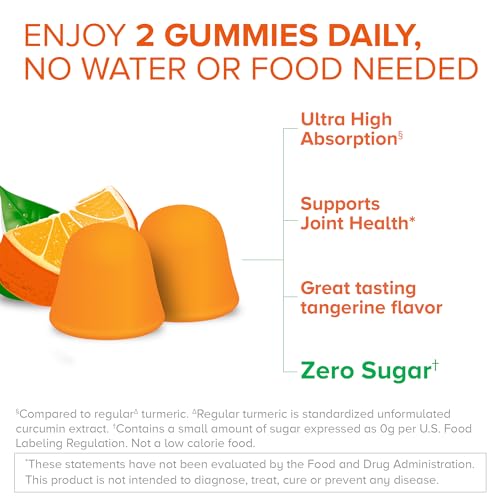 Qunol Zero Sugar Turmeric Gummies, Gummy with 500mg Turmeric Curcumin, Joint Supp