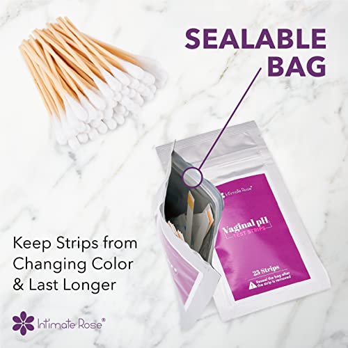 Intimate Rose Boric Acid Suppositories and pH Test Strips for Women (50 Strips) Bundle.