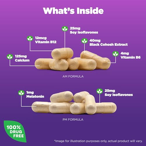 Natrol Complete Balance A.M./P.M. Capsules for Menopause Relief, Helps Relieve Hot Flashes and Night Sweats