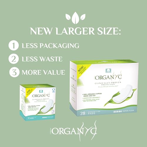 Organyc New and Improved 100% Certified Organic Cotton Overnight Feminine Pads
