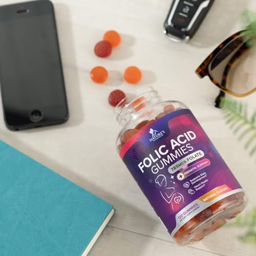 Folic Acid Gummies for Women 785 mcg, Essential Prenatal Vitamins for Mom & Baby, Vegan Folic Acid