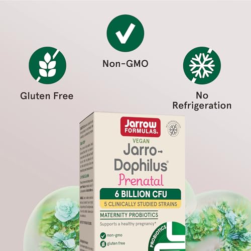 Jarrow Formulas, Jarro-Dophilus Prenatal Veggie Capsules, 6 Billion CFU, 30 Count (Pack of 12)