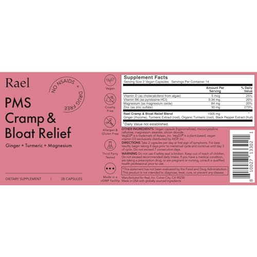 Rael Bundle - PMS Supplement for Women (28 Capsules) & Herbal Heating Patches (Large, 8 Count)