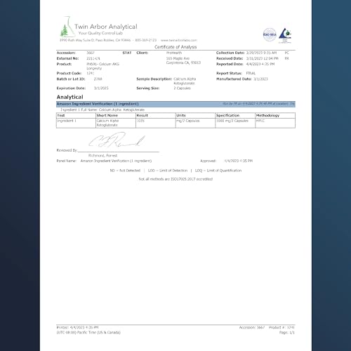 ProHealth Calcium AKG Longevity (Alpha Ketoglutarate) (1,000 mg per 2 Capsule Serving