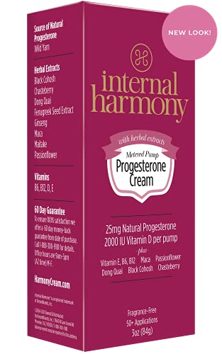Internal Harmony Progesterone Cream, Contains Natural USP Bioidentical Progesterone