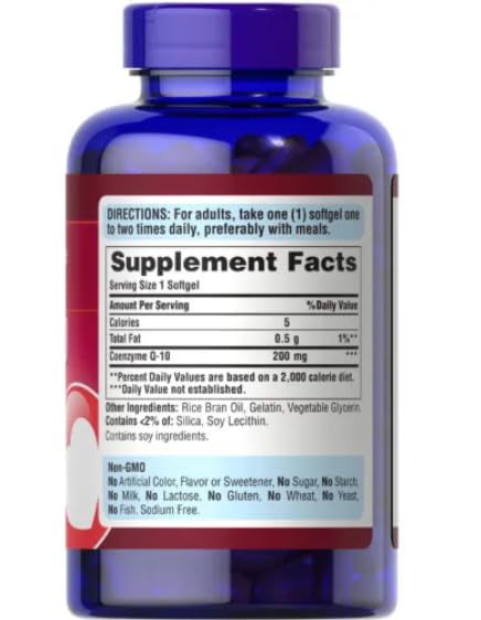 Puritan's Pride QSORB CoQ10 200 mg, Supports Heart Health (2 Pack of 240 softgels)