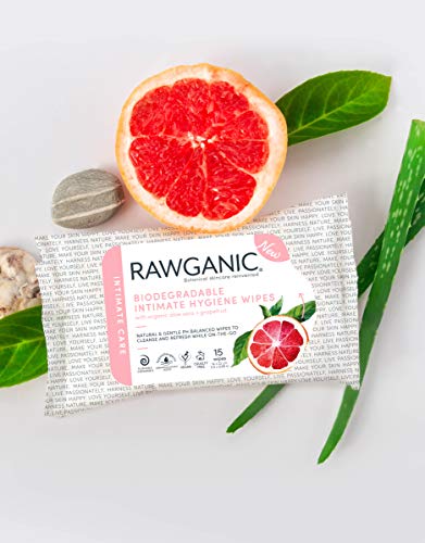 RAWGANIC Gentle Organic Intimate Hygiene Feminine Wipes, Hypoallergenic, Alcohol Free