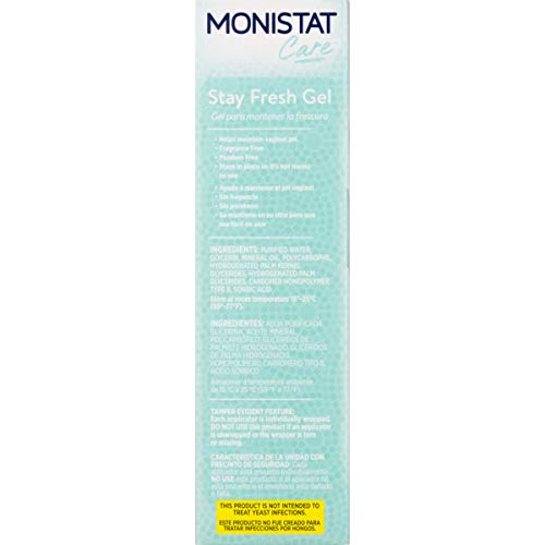 Monistat Stay Fresh Gel, Odor Eliminating Gel for Feminine Care, Fragrance Free Vaginal Gel, Prefilled
