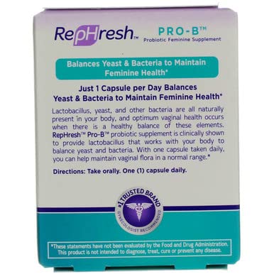 RepHresh Pro-B Vaginal Probiotic Feminine Supplement One Bottle 30 Count