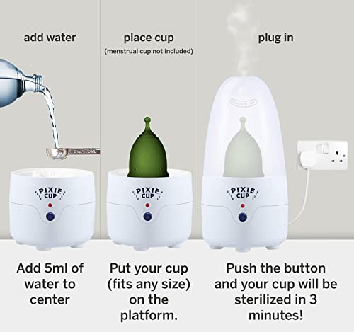 Pixie Menstrual Cup & Disc Steamer Sterilizer - Ranked 1 for The Best Steamer - Kills 99.9% of Germs