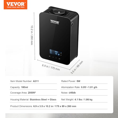 VEVOR Upgrade HVAC Scent Diffuser, Smart Scent Air Machine for Home, 180ML with Cold Air Technology
