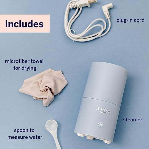 Pixie Menstrual Cup & Disc Steamer Sterilizer 2.0 - Kills 99.9% of Germs with Cleaner Steam