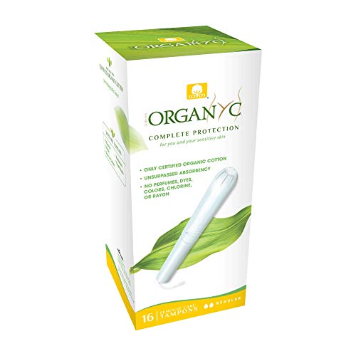 ORGANYC Hypoallergenic 100% Organic Cotton Internal Tampons with Applicator, REGULAR, 16-count