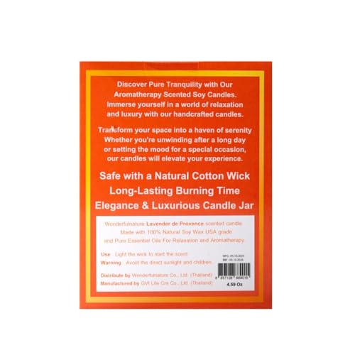 Wonderfulnature Lavender de Provence Pure Essential Oil Scented Candle, Aromatherapy