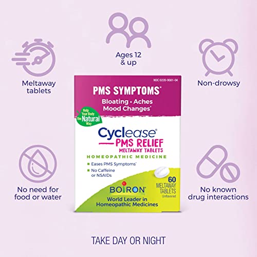 Boiron Cyclease PMS Relief Tablets for Symptoms from PMS of Bloating, Aches, Mood Swings, and Irritability