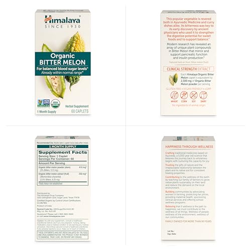 Himalaya Organic Bitter Melon for Glucose Metabolism, 660 mg, 60 Caplets, 1 Month Supply
