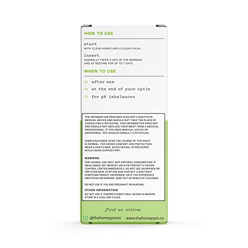 The Honey Pot Company 7 Day Boric Acid & Herbs Suppositories - Maintains and Balances Healthy