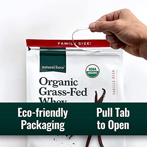 Natural Force Grass Fed Organic Whey Protein Powder – Non GMO Verified, Humane