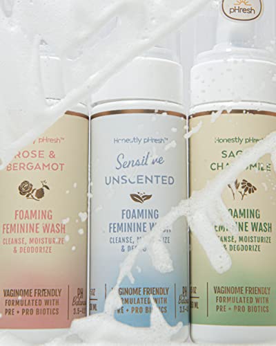 Honestly pHresh Natural Prebiotic & Probiotic Foaming Feminine Wash, pH Balanced with Essential Minerals