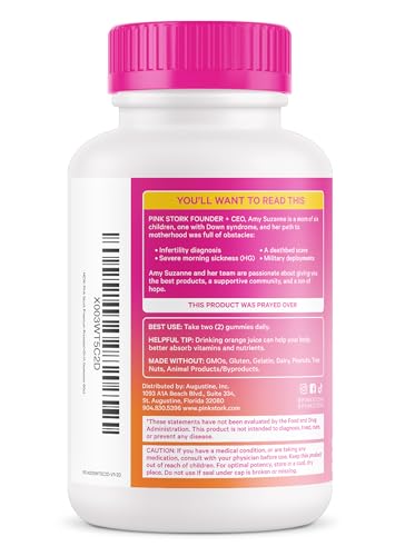 Pink Stork Premium Prenatal Gummy Vitamins with DHA, Folate, and Vitamin D - Multivitamin