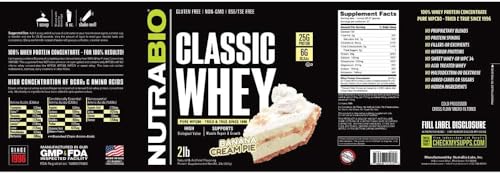 NutraBio Classic Whey Protein Powder- 25G Protein Per Scoop - Full-Spectrum Amino