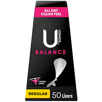 U by Kotex Balance Daily Wrapped Thong Panty Liners, Light Absorbency, Regular Length, 50 Count