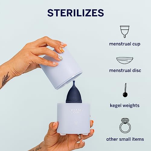 Pixie Menstrual Cup & Disc Steamer Sterilizer 2.0 - Kills 99.9% of Germs with Cleaner Steam
