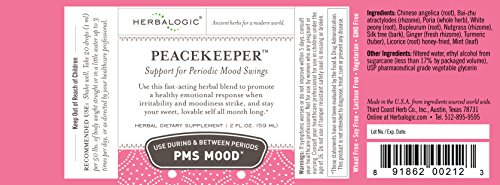 Herbalogic - Peacekeeper Liquid Herb Drops - Reduces PMS Related Mood Swings - Based