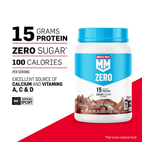 Muscle Milk ZERO, 100 Calorie Protein Powder, Chocolate, 15g Protein, 1.65 Pound
