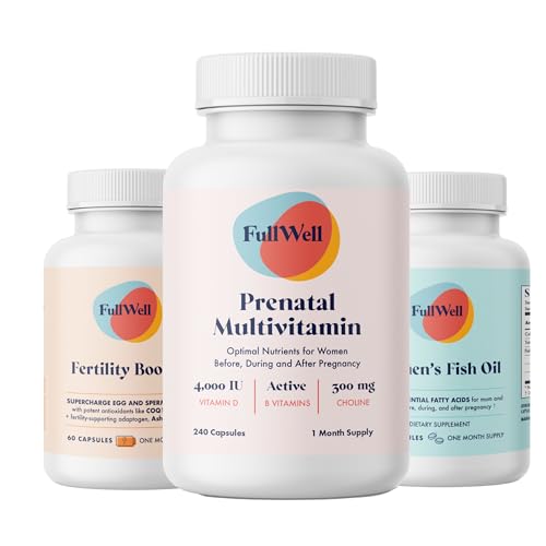 FullWell Fertility Trio | Prenatal Vitamin + DHA & Fertility Booster | Choline, Folate, Omega 3