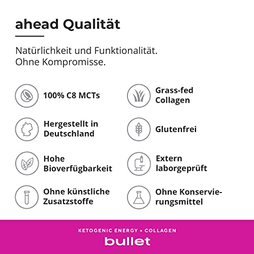 ahead BULLET | C8 MCT Powder with Collagen Powder - Vanilla - 300g - Perfect for Bulletproof Coffee