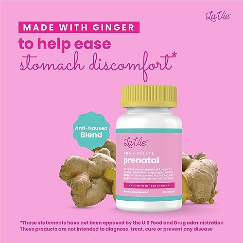 LaVie Prenatal Vitamins with Ginger, DHA, Folic Acid, & Iron - Pregnancy Must Haves for Baby's