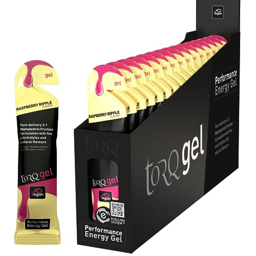 Torq Energy Gel Raspberry Ripple - Sports, Cycling, Running Gels with 30 g Carbohydrates
