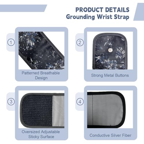 LOYDBDT Grounding Wrist Strap,Patterned Grounding Wristband,Unique Air Holes and Conductive Silver