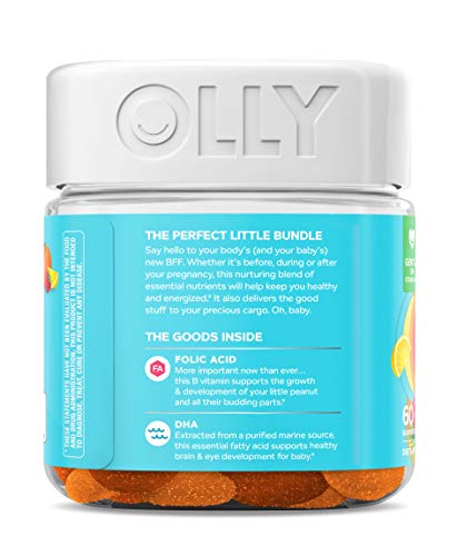 Olly Prenatal Multivitamin Gummy, Folic Acid, Vitamin D, Omega DHA, Chewable Supplement