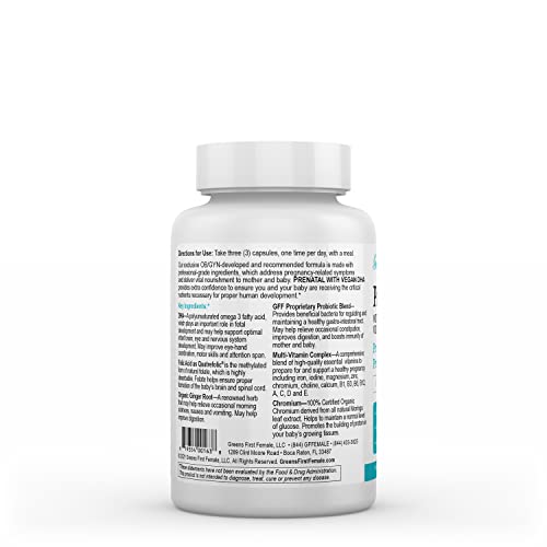 Greens First Female Prenatal Vitamin with Vegan DHA - Pregnancy Multivitamin Supplement