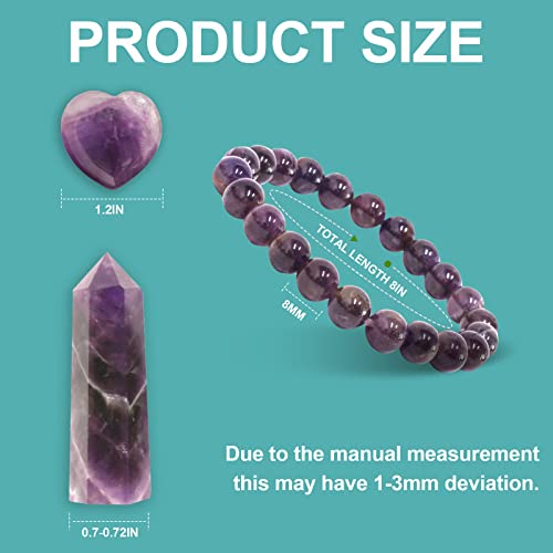 Goplemo Crystals and Healing Stones Gift Set, Amethyst Healing Crystals Set for Reiki Meditation