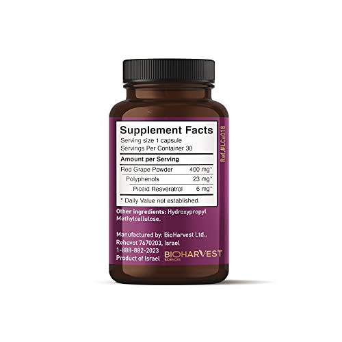 VINIA 12-Hour Sustained Release Piceid Resveratrol Supplement. Nitric Oxide Supplement