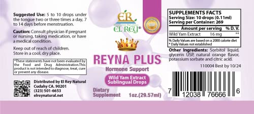 Productos Naturales El Rey Reyna Plus - Wild Yam Extract (Women´s Hormone Support)