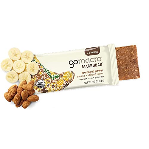 GoMacro MacroBar Organic Vegan Protein Bars - Banana + Almond Butter, (2.3 Ounce Bars
