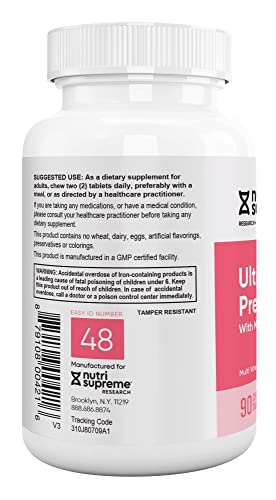 Nutri Supreme Prenatal Vitamin, Chewable Prenatal Vitamins for Women