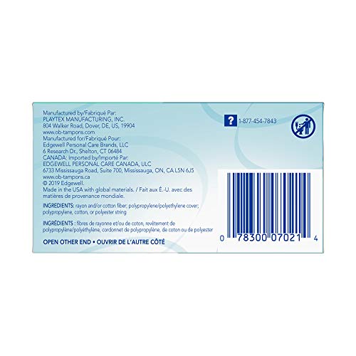 o.b. Pro-Comfort Non-Applicator Tampons, Super Absorbancy, 40 Count (Pack of 1)